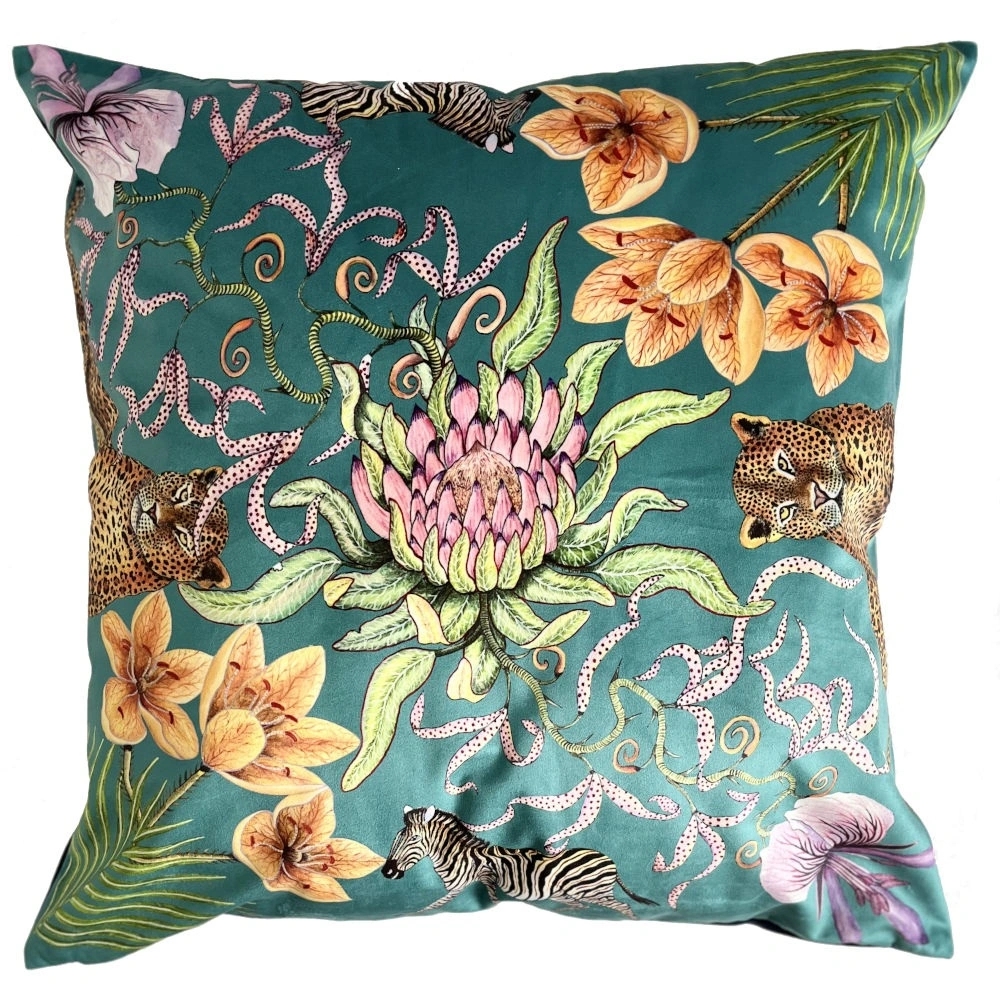 Samtkissen Protea Leopard 60x60 Turquoise